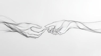 Abstract hands intertwined in one continuous line, delicate curves and unbroken flow, symbolizing connection and unity