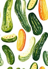 Watercolor Cucumbers.