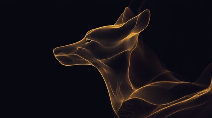 Abstract animal silhouettes created with one continuous line, flowing forms and natural elegance in a minimalist style