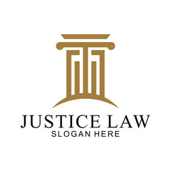 law logo with pillars of justice symbol concept, creative premium of lawyer and law office