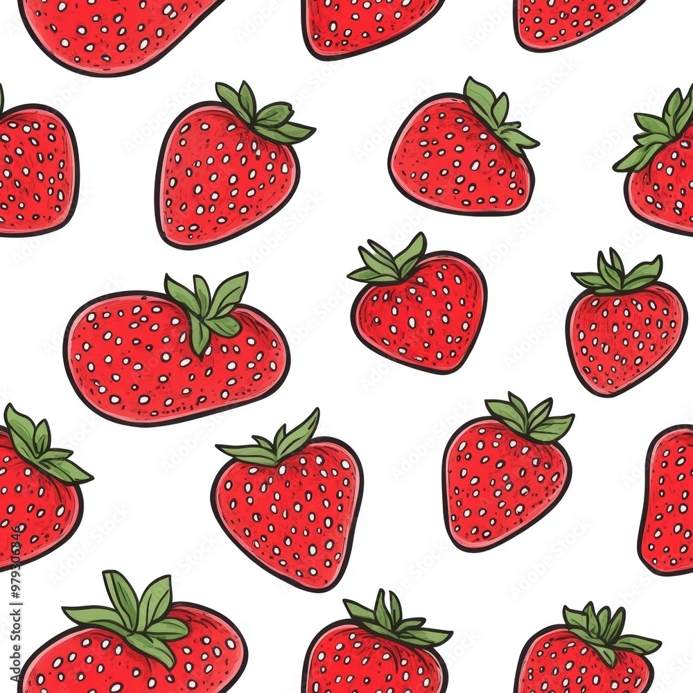 Wall mural Strawberry Pattern.