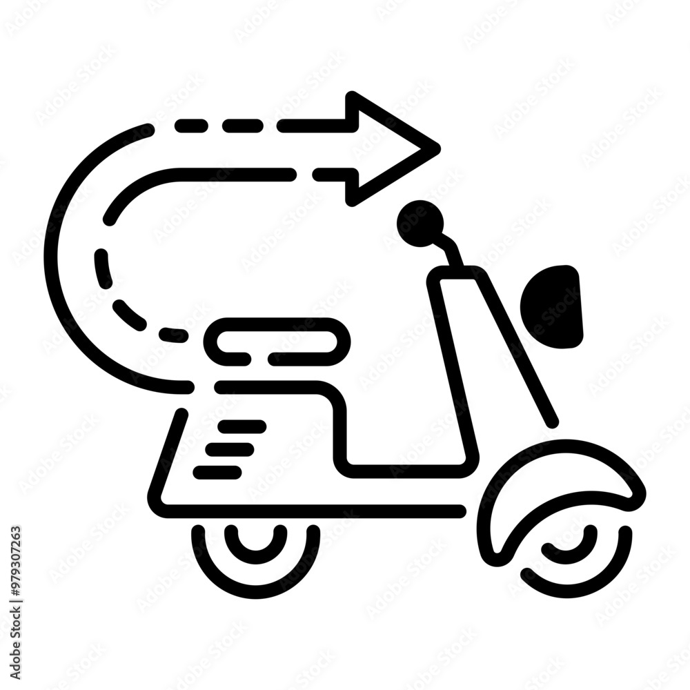 Canvas Prints Linear style icon of moving scooter 