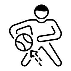 An outline icon of person playing basketball 