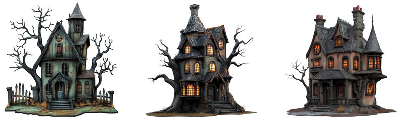 Halloween Hunting House, Isolated on tranparent Background