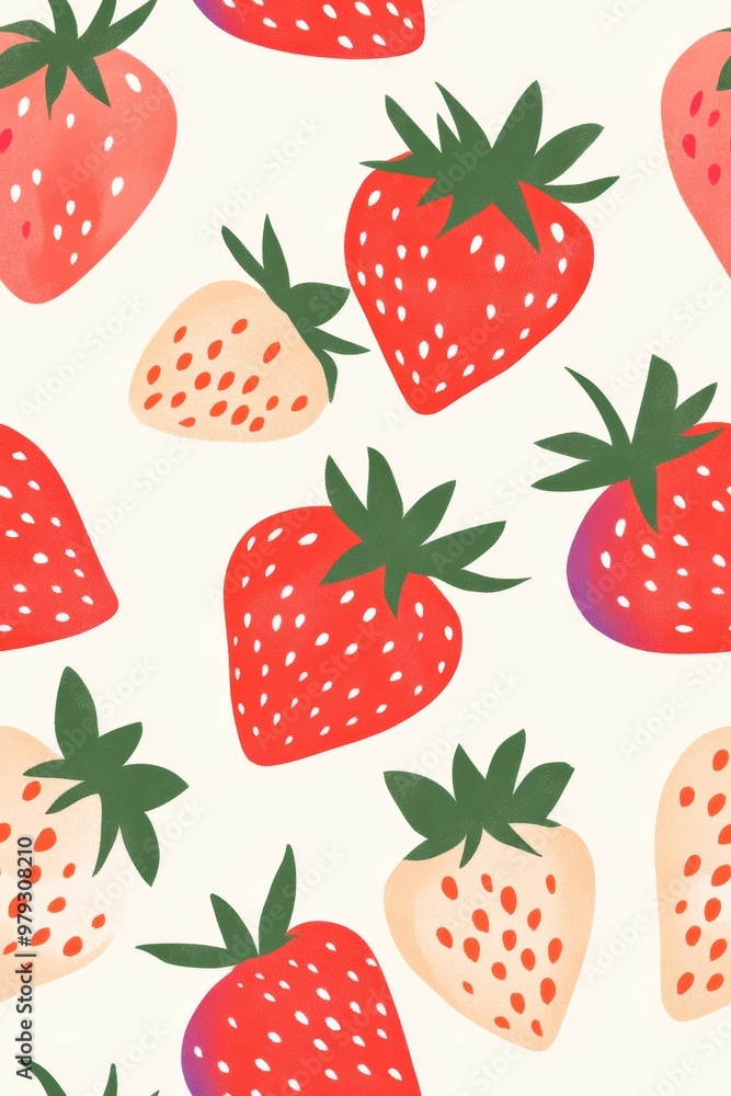 Wall mural strawberry pattern.