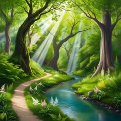 Located in the heart of a lush forest generated by a charming by generated AI