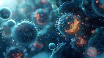 Diseased Cells and Genetic Mutations - 3D Microscopic View