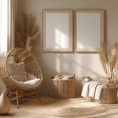 Boho Living Room Mockup.