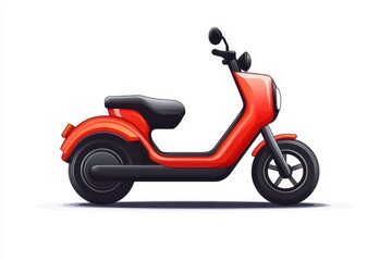 Obraz premium A vibrant red scooter depicted in a side view, emphasizing its sleek design and urban appeal.