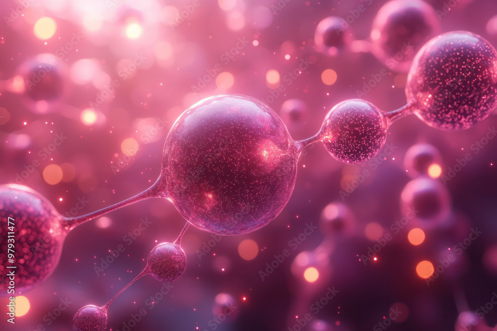 Poster a macro view of dopamine particles as luminous orbs gently floating through a neural pathway,