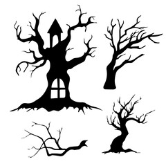 Set of tree silhouette for halloween a collection image