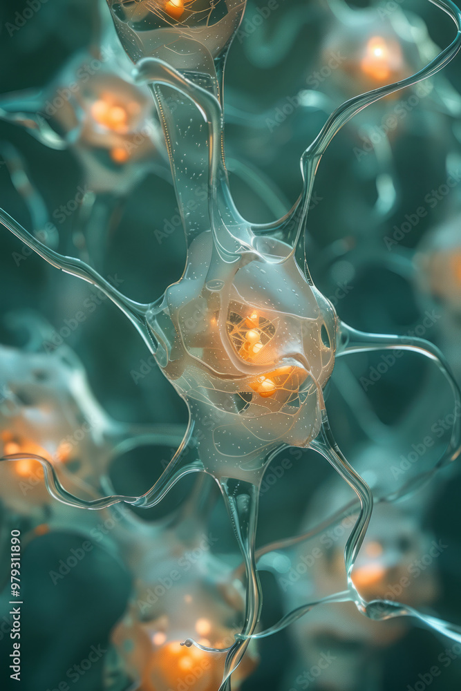 Poster a close-up of glowing dopamine pathways forming a fractal pattern, symbolizing complex neural activi