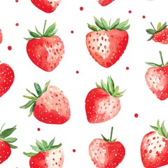 Watercolor Strawberry Pattern.