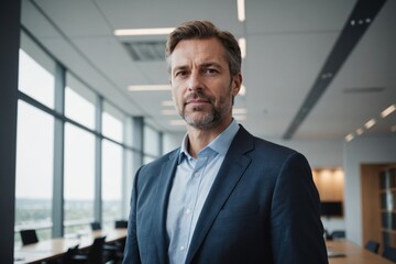 Obraz premium portrait of mid adult business man standing in modern office