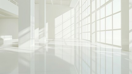 Obraz premium Stylish Minimalist Interior with Expansive Window, Natural Light, and Serene Atmosphere. Modern Aesthetics and Negative Space Design