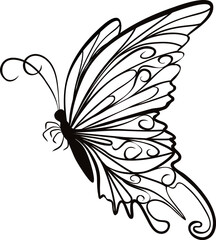 Butterfly design vector element. Single color vector logo on white background.