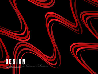 Black background with red gradient ribbon pattern. Black background with red streak pattern.