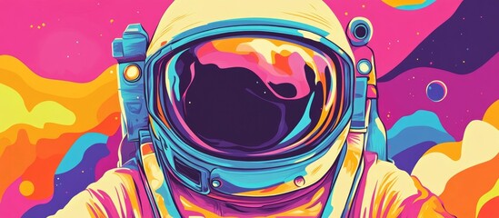 Colorful cartoon depiction of a cyclops alien astronaut in a flat design style