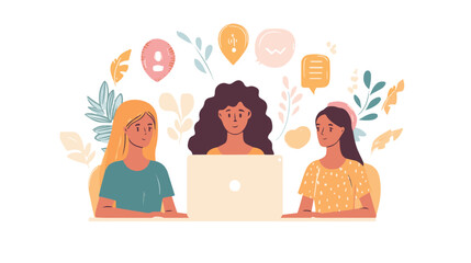 Live support concept and customer care icon set for contacting business services. Flat vector illustration
