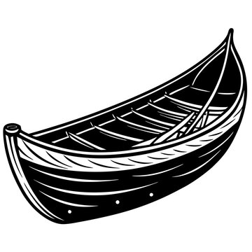 recommend clip art: canoe line art vector illustration