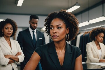 Obraz premium fashion industry, black woman and designer portrait of clothing tailor with business vision