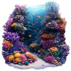 Obraz premium Vibrant Coral Reef with Colorful Fish and Tropical Sea Life