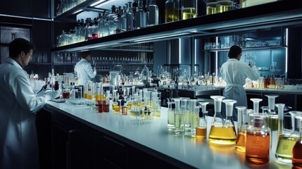 A laboratory within the cosmetics factory where chemists are formulating new products