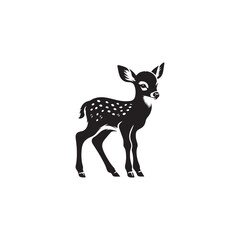 Isolated Cute Reindeer Vector - Black Outline Illustration.