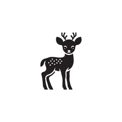 Isolated Cute Reindeer Vector - Black Outline Illustration.