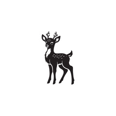 Cute Reindeer Vector - Black and White Outline Design.
