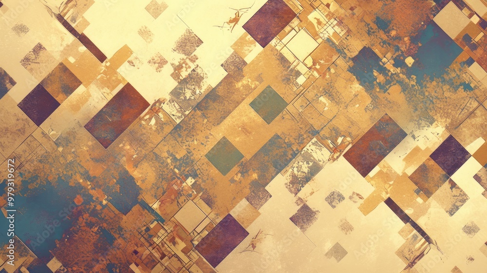 Poster geometric pattern artwork featuring a textured fabric background