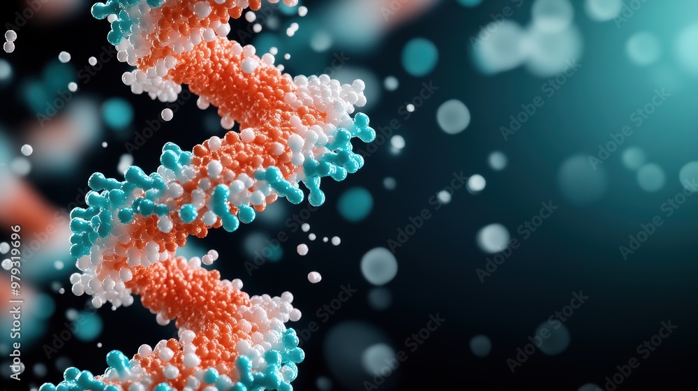Poster a detailed image of a protein molecule captured using electron microscopy, showcasing its complex th
