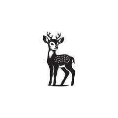 Simple Reindeer Illustration - Black Outline, White Background.