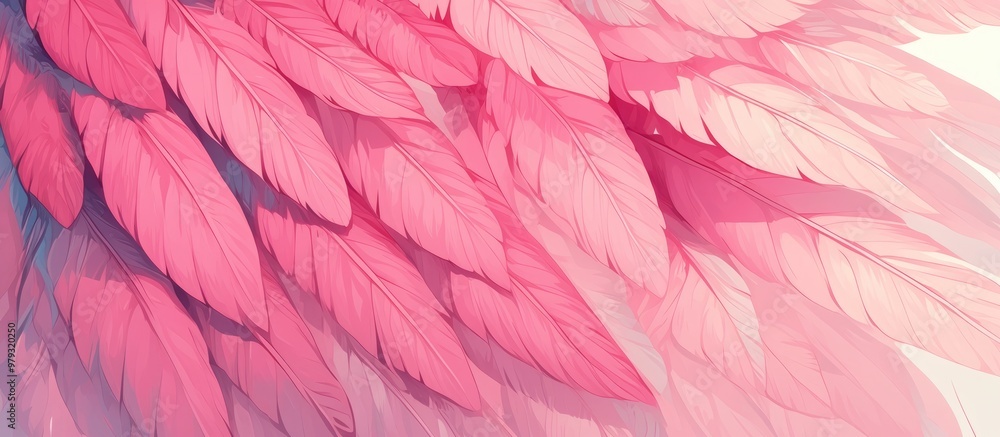 Poster textured background featuring a pattern of pink flamingo feathers