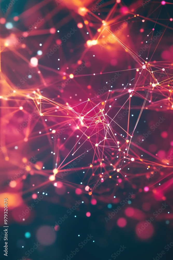 Poster abstract 2d cartoon particles and lines showcasing a plexus effect a futuristic illustration depicti