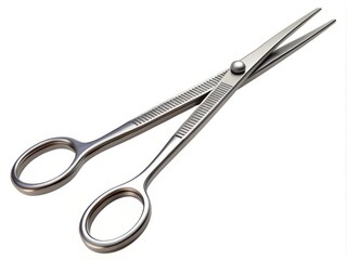 Fototapeta premium A precise illustration of a surgical forceps on a white background with subtle grid pattern, showcasing its ergonomic handle
