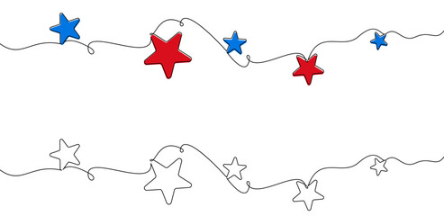 Red and blue stars connected by thin black lines, arranged across a white background. Ideal for patriotic or election-themed designs.