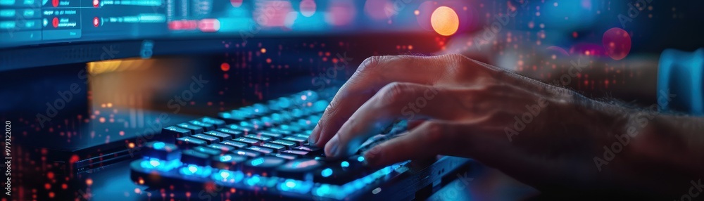 Wall mural person running simulations on a highperformance computer.