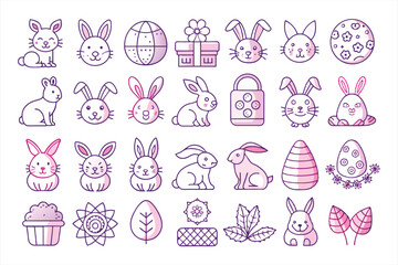 Rabbit Icon Set – Cute and Minimalist Icons for Animals, Wildlife, Nature, and Spring-Themed Design Projects