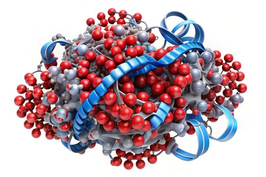 A detailed vector graphic of TIBC, featuring a 3D molecular model of transferrin binding to iron ions, set against a clean white backdrop with subtle textures to give a sense of lab equipment