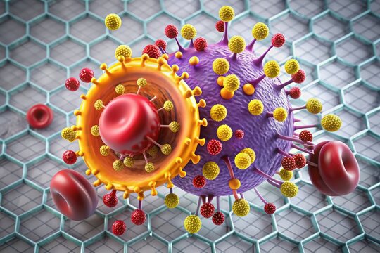 A precise and informational graphic of TIBC, featuring a cutaway view of a red blood cell, with the transferrin protein illustrated as a complex purple molecule binding to iron ions