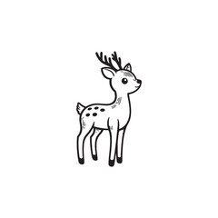 Cute Reindeer Outline - Isolated Vector Design.