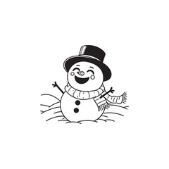 Funny Snowman with Snowball in Hand - Isolated Vector Design.