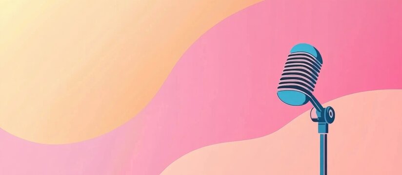 Microphone And Singing On Abstract Background Banner Empty Space
