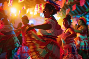 Celebratory dance at a Latin American fiesta celebration dancing music.