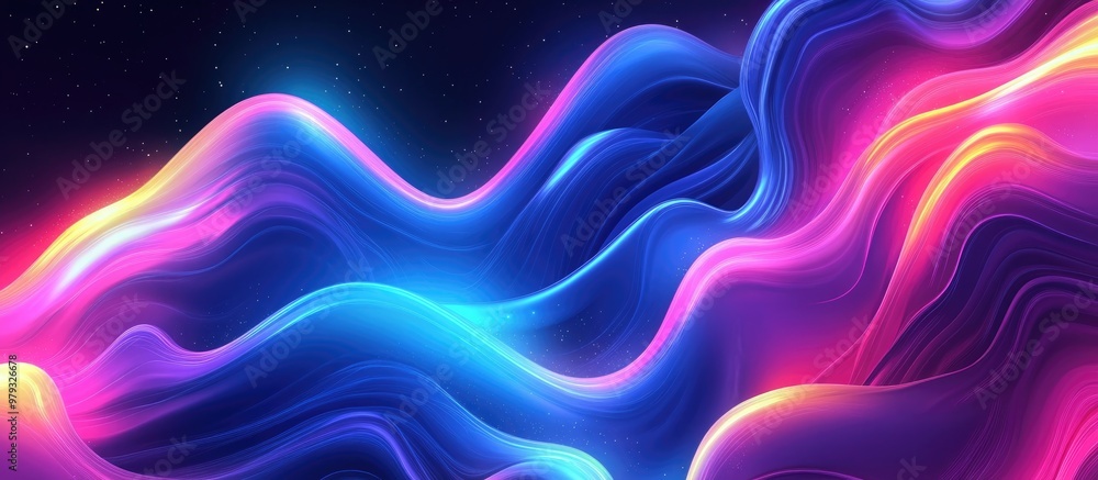 Poster abstract fluid neon background with organic patterns for web banner
