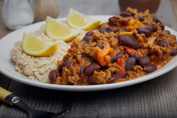 Mexican styled chilli with brown rice.