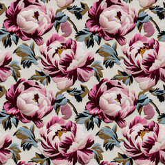 Illustration of nature flower. Seamless patterns in stumpwork embroidery style of floral.[A-0223]