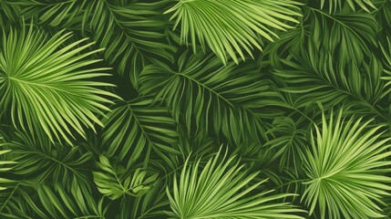 Fototapeta premium Tropical Palm Leaf Seamless Pattern