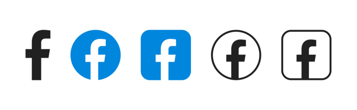 Facebook social media app logo set vector
